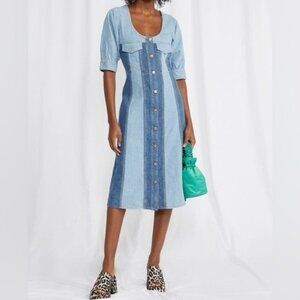 Ganni two tone denim dress